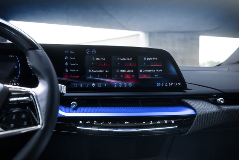 The 2026 OPTIQ-V Display Screen Displaying the V-Mode Settings | D'Addario Cadillac in Shelton CT