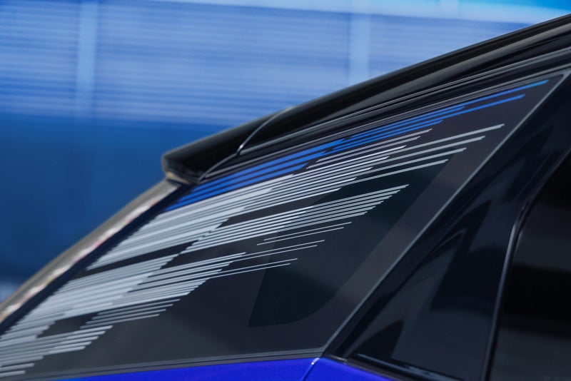 Close-up of the Modern Pattern on the 2026 OPTIQ-V Rear Quarter Glass | D'Addario Cadillac in Shelton CT